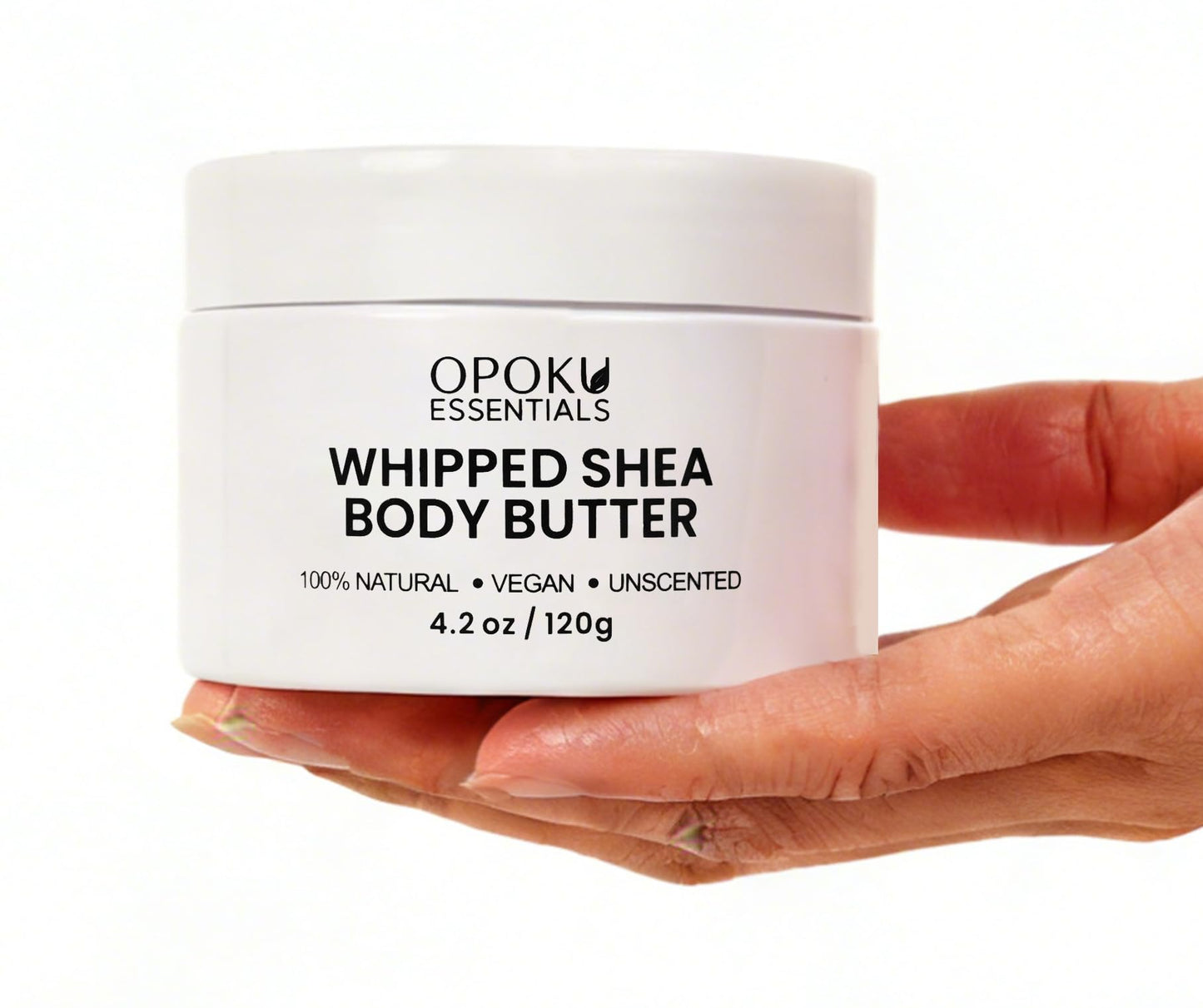 Opoku Essentials Whipped Shea Body Butter for Dry Skin & Sensitive Skin – 4oz Unscented with Ghanaian Shea Butter – 100% Natural, Vegan Moisturizing Cream