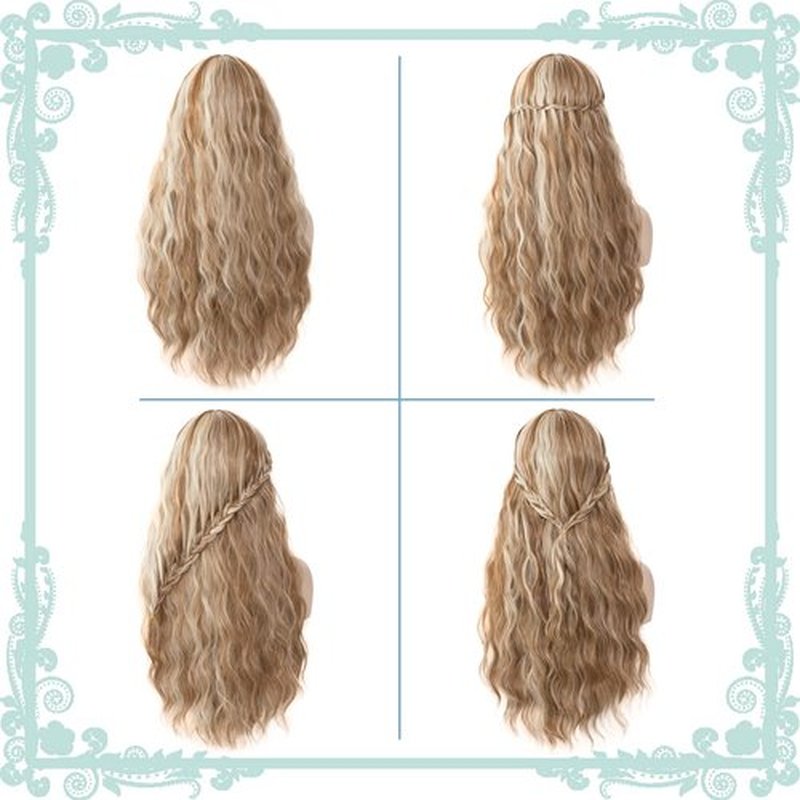 WGPFWIG Women's Brown Mixed Blonde Wig 27 Inches Long Curly Wavy Hair Wig Heat Resistant Fibers Synthetic Wig For Women Girl Cosplay Party Halloween Wig Cap Included (Brown Mixed Blonde)