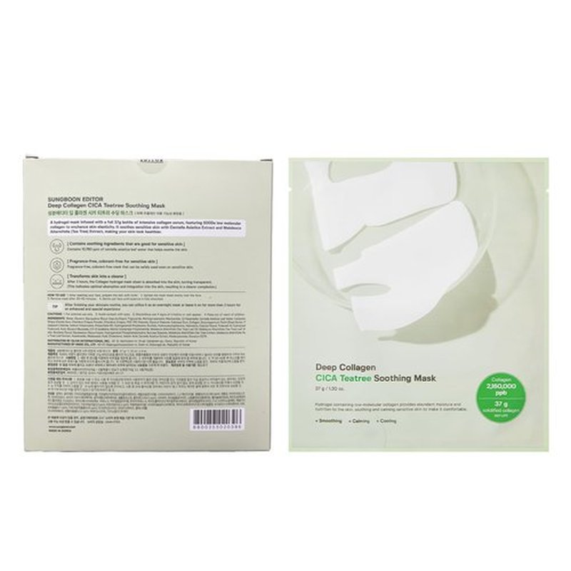 SUNGBOON EDITOR Deep Collagen CICA Tea tree Overnight Mask 37gx4ea | Real Collagen Face Mask with Tea tree & Centella | Acne Treatment for Face | Calming & Soothing Korean Skin Care