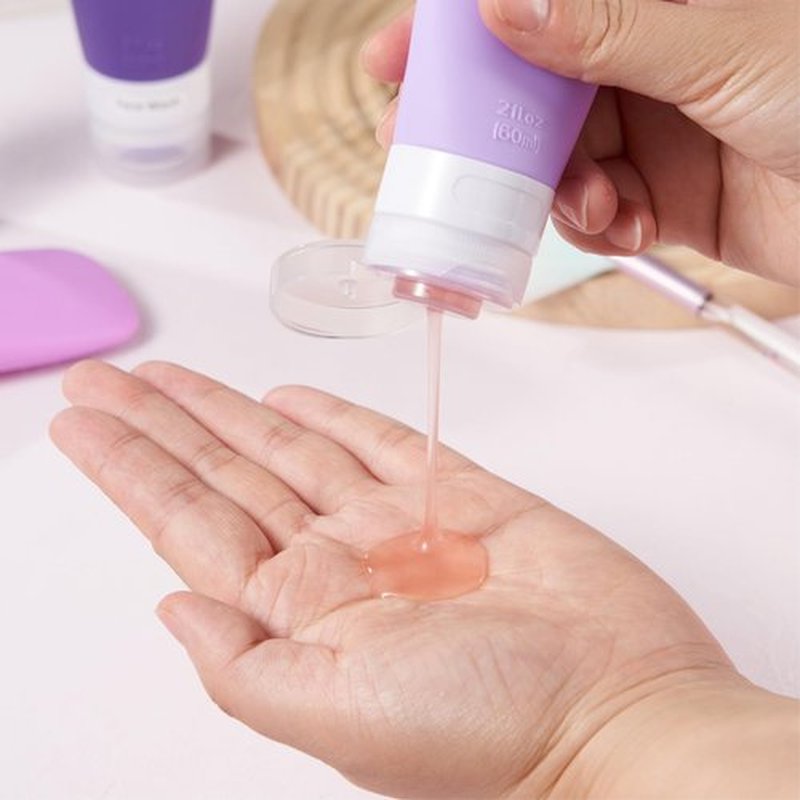 INSFIT Travel Bottles for Toiletries, TSA Approved 2oz Travel Size Bottles Leak Proof Travel Containers for Toiletries, BPA Free Refillable Travel Accessories for Shampoo Body Wash Liquids Purple