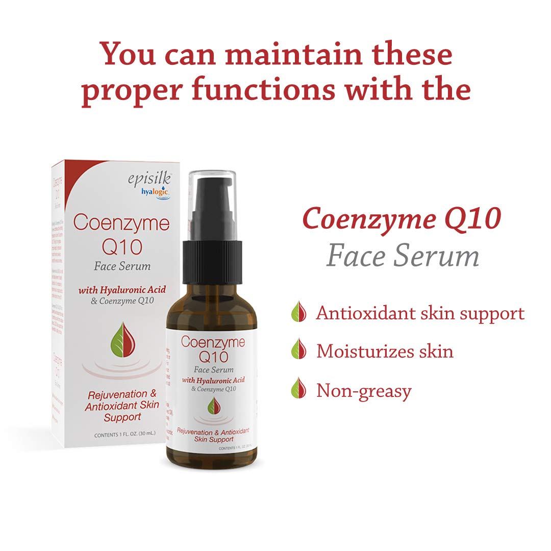 Hyalogic Episilk Coenzyme Q10 Serum w/Hyaluronic Acid for Collagen Support | Visible Firming Facial Serum For Dry Skin | Skin Rejuvenation - Antioxidant Serum (1 fl oz)