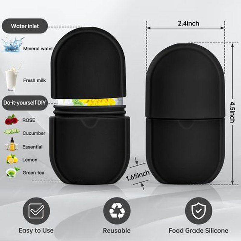 Ice Roller for Face and Eye, Ice Face Roller,Facial Beauty Ice Roller Skin Care Tools, Ice Facial Cube, Gua Sha Face Massage, Silicone Ice Mold for Face Beauty，Gifts for women(Black)