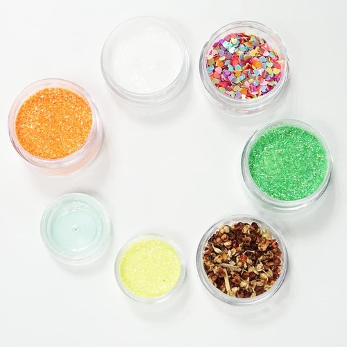 ZEJIA 10pcs Small Travel Containers, Clear Sample Containers with Screw Lids, 5 Size 3/5/10/15/20 Gram Sample Jars with 12pcs Labels and 2pcs Mini Disposable Spatula, Makeup Sample Containers BPA Free