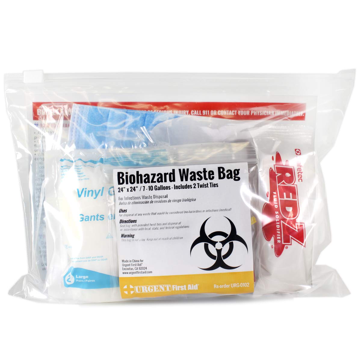 22 Piece Bodily Fluid Cleanup Pack/Bloodborne Pathogen Kit - OSHA Compliant