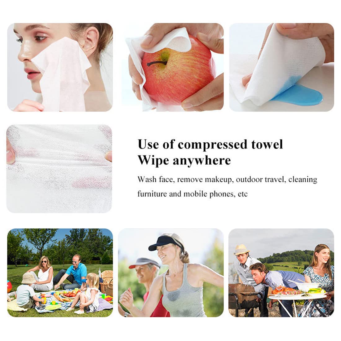 Coldcool 100 Pcs Compressed Towels, Portable Individually Wrapped Coin Towels, Reusable Disposable Face Towels for Travel, Camping, Hiking, Beach, Swimming & Outdoor Activities