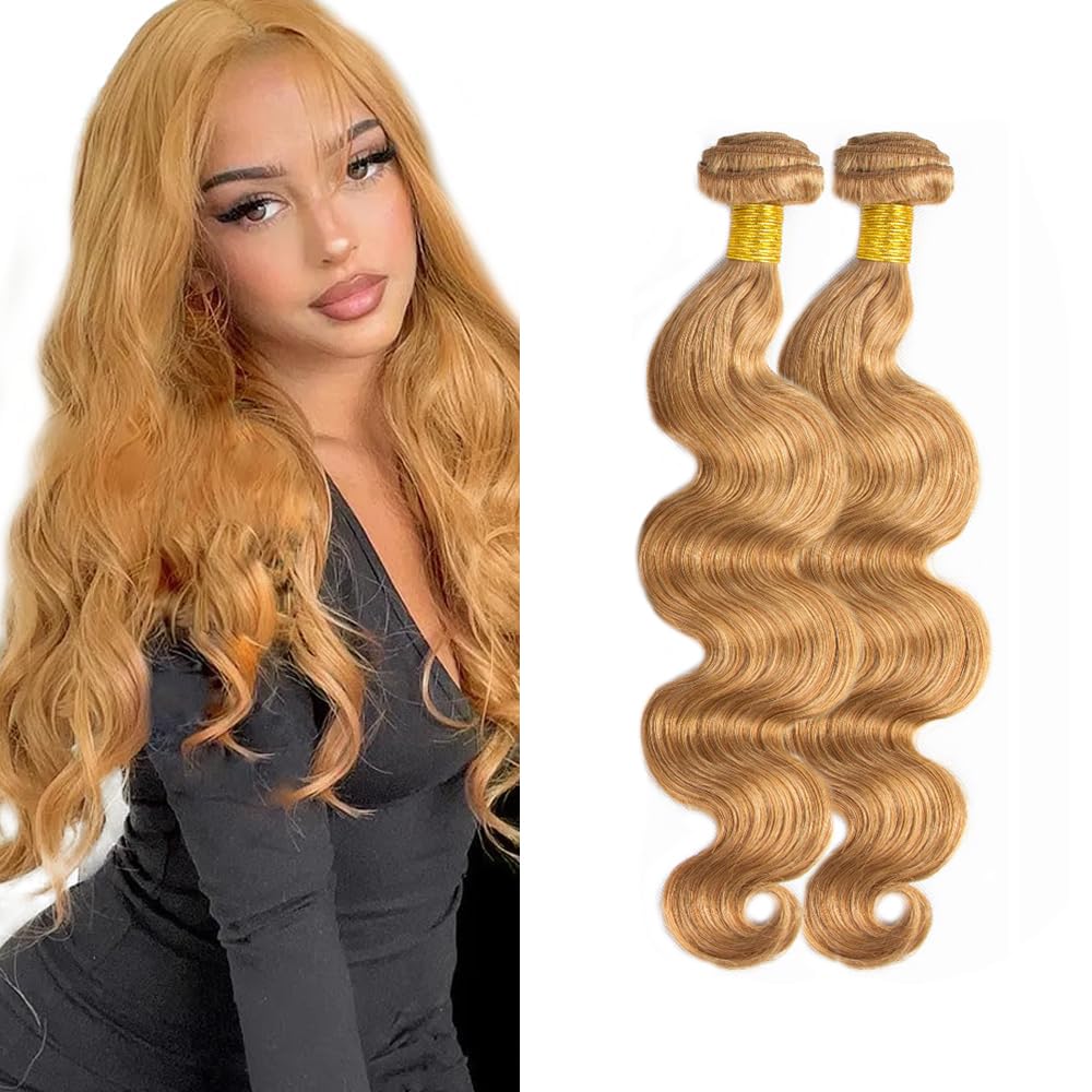 Blonde Bundles Human Hair Honey Blonde Body Wave Bundles 22 22 Inch Color #27 Human Hair Bundles Peruvian Golden Blonde Body Wave Bundles Hair Weave 200g