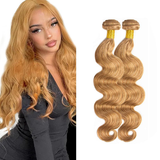 Blonde Bundles Human Hair Honey Blonde Body Wave Bundles 22 22 Inch Color #27 Human Hair Bundles Peruvian Golden Blonde Body Wave Bundles Hair Weave 200g