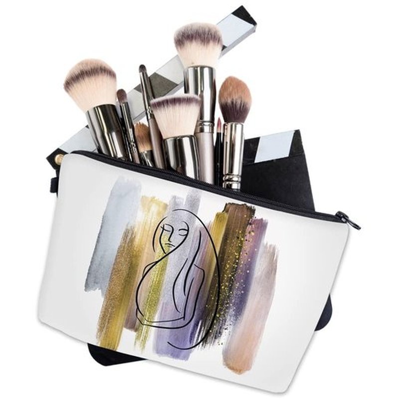 LOOMILOO Small Toiletry Bags for Women, Adorable Roomy Makeup Pouch Travel Water Resistant Cosmetic Purse Accessories Organizer Gift(Modern Abstract 55899)