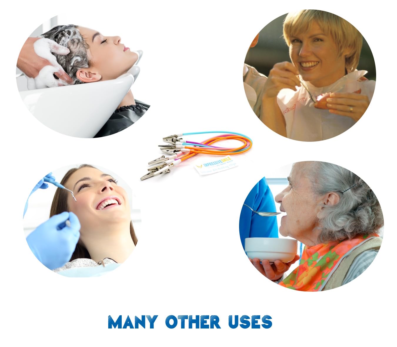 Impressive Smile 5 PCS Set Dental Colorful Sterilizable Silicone Bib Holder Clips - Colors May Vary