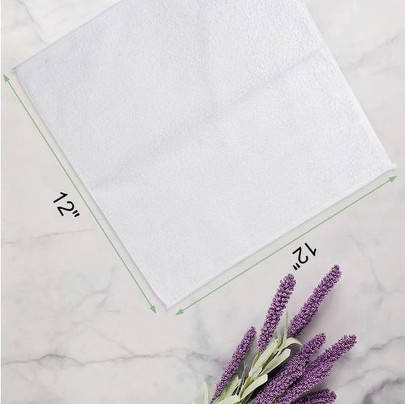 QUBA LINEN 100% Cotton - Wash Cloth Set - Pack of 24, Flannel Face Cloths, Highly Absorbent and Soft Feel Fingertip Towels (White, 12x12 Pack of 12)
