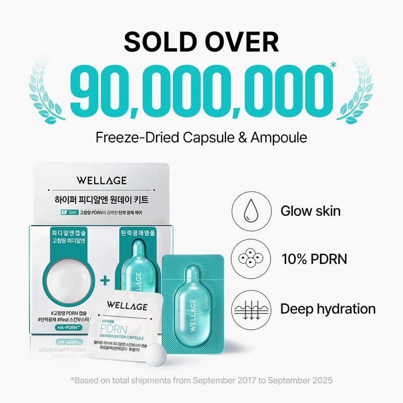 WELLAGE Hyper PDRN One-Day Kit - Hydrating Peptide Face Treatment | Pore Minimizing, Niacinamide & Hyaluronic Acid