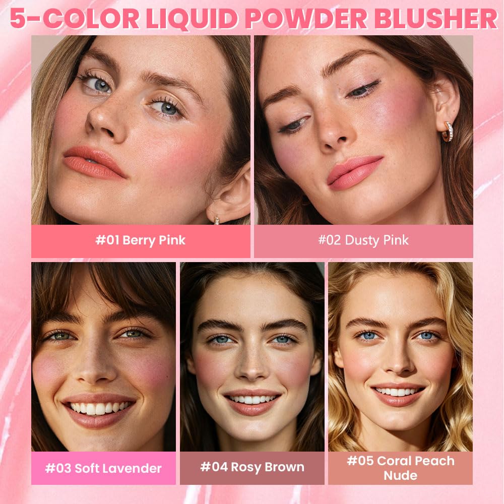 Dusty Pink Mauve Highly Pigmented Liquid Blush Makeup for Cheeks Lips Eyes