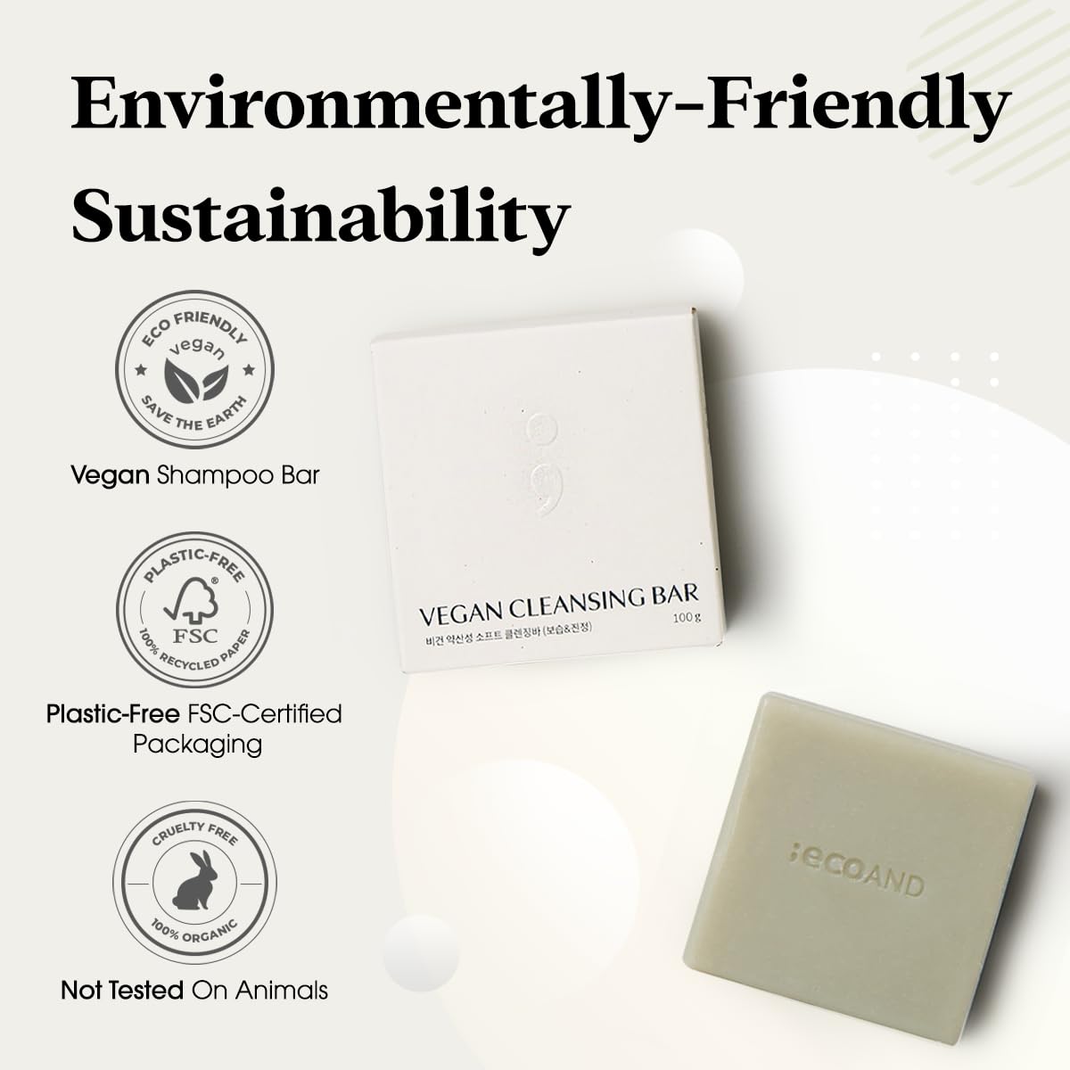 ECOAND Korean Vegan pH Balanced Cleansing Bar with Houttuynia Cordata Extract Deep Cleansing Natural Herbal Soap for Sensitive Face & Body, Gentle Low pH Moisturizing Bar, Cruelty Free K-Beauty, 3.5oz