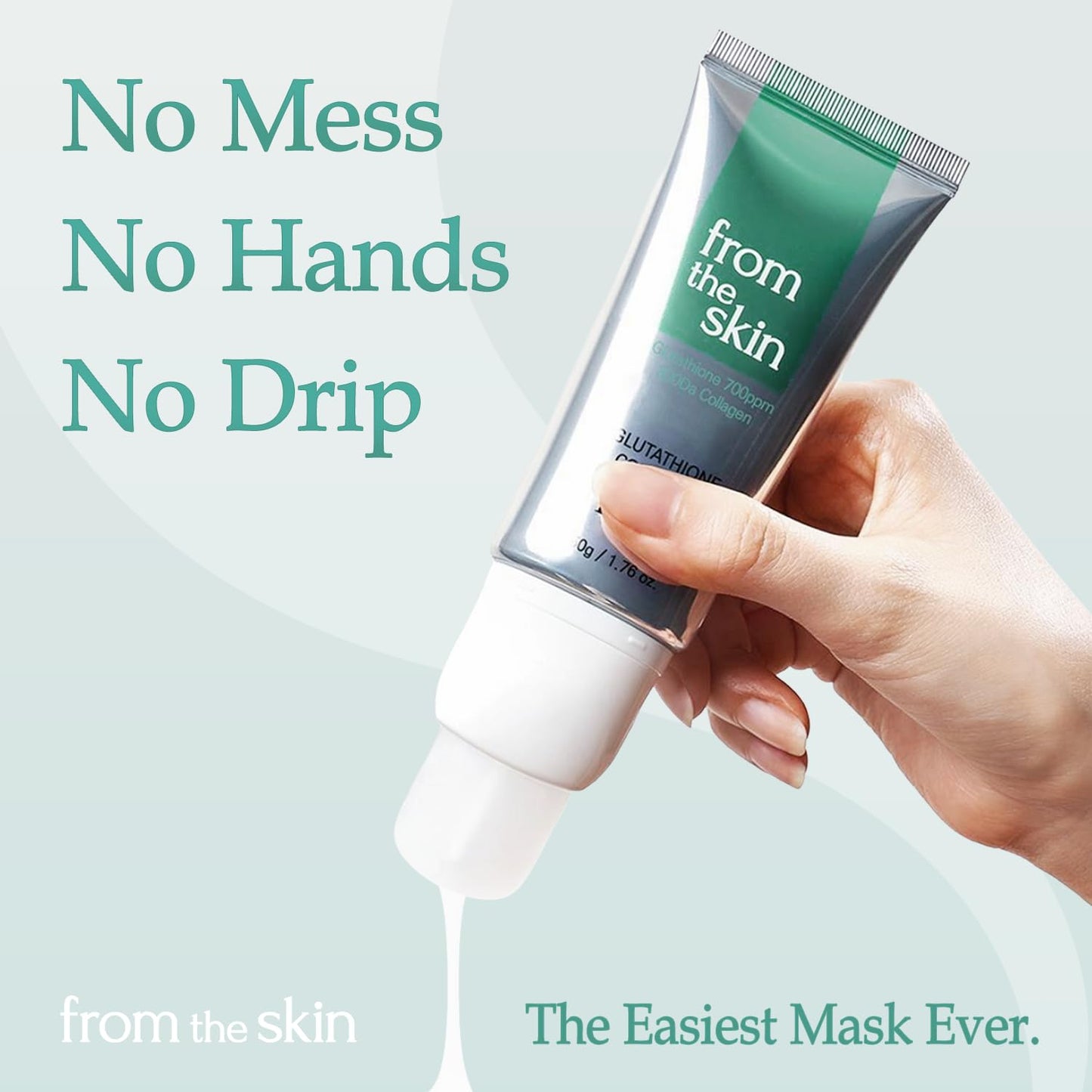 FROM THE SKIN Glutathione Collagen Peel Off Mask - Anti Aging Korean Face Mask, Face Lift, Radiance Boost, Reduces Wrinkles - Built-in Silicone Spatula, 700ppm Glutathione & 300 Da Collagen, 1.76 oz.