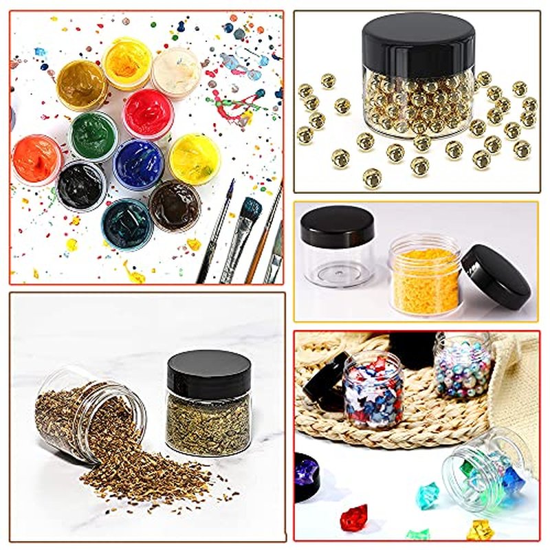 12 Pack 4 oz Small Plastic Containers with Lids+12 Pack 20g/20ml Cosmetic Sample Jar - for Lip Scrub, Body Butters, Cream, Slime, Craft Storage