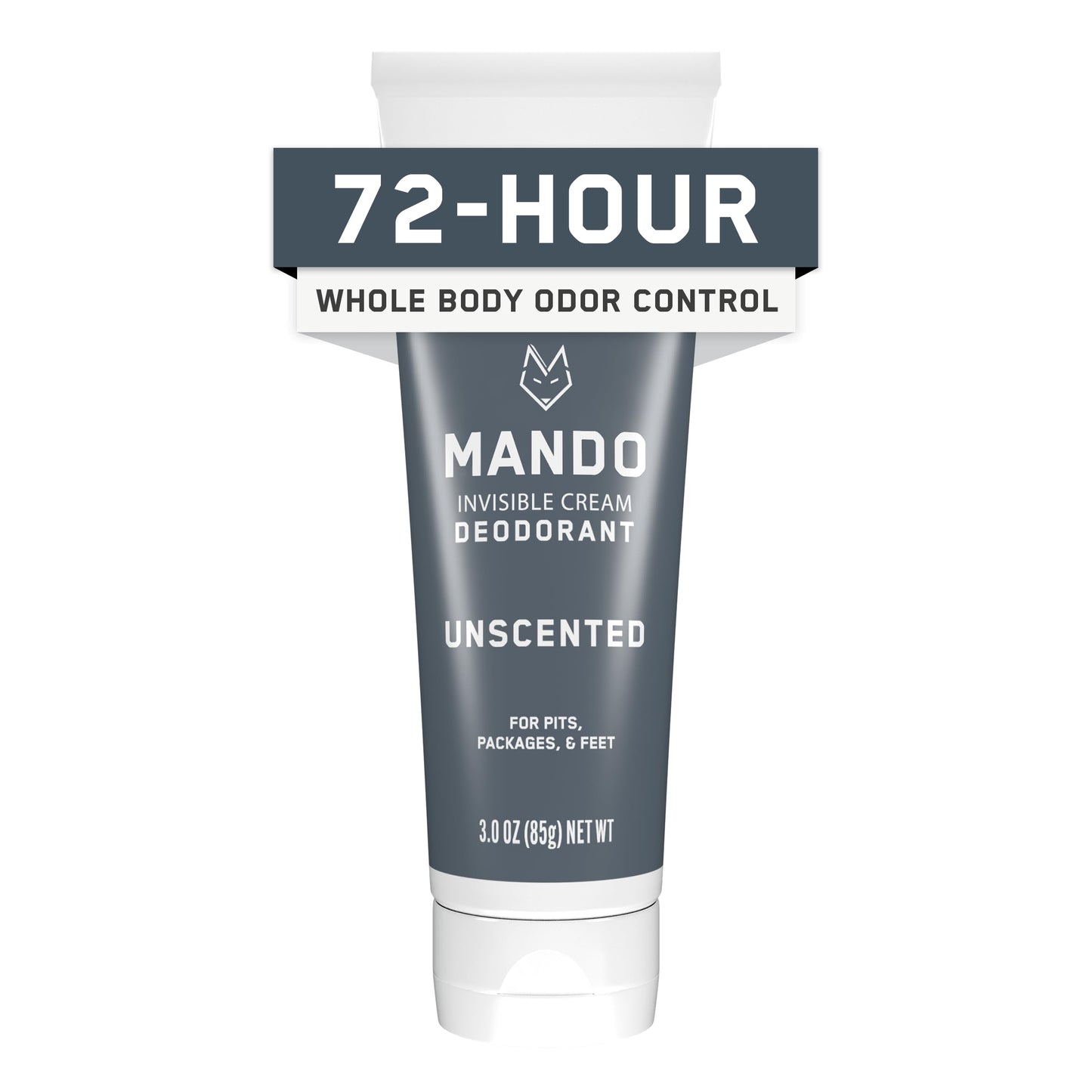 Mando Whole Body Deodorant For Men - Invisible Cream - 72 Hour Odor Control - Aluminum Free, Baking Soda Free, Skin Safe - 3 Ounce Tube (Unscented)