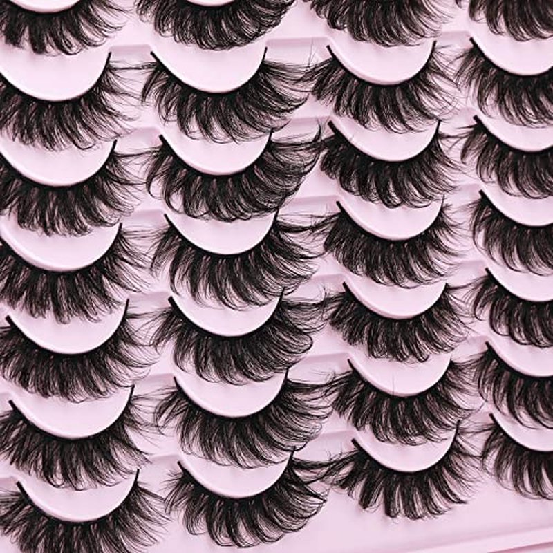 Lashes Wispy Faux Mink Lashes Fluffy False Eyelashes Natural Look 16mm Eye Lashes 6D Volume Fake Lashes pack by Kiromiro 14 Pairs