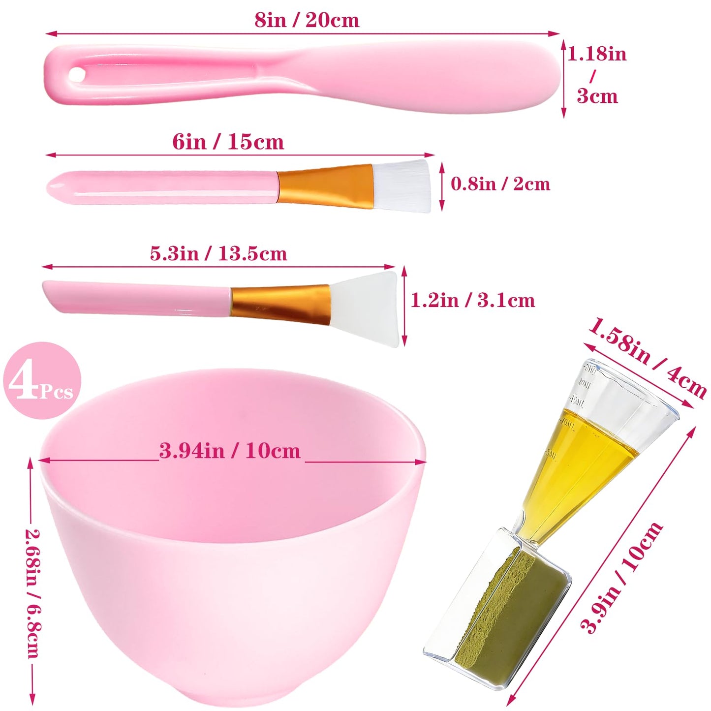 Bigwinyep Silicone Face Mask Mixing Bowl, Silicone Bowls for Facials, DIY facial mask mixing bowl for Home Salon Spa Face Skin Applicator Bowl, Pink