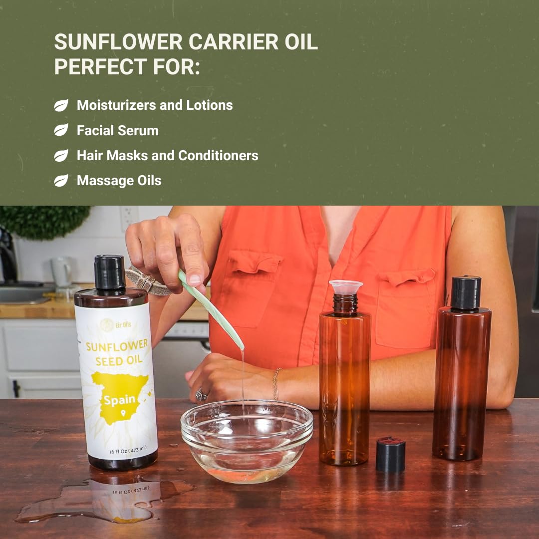 Nature Packaged Sunflower Carrier Oil (4Gal) - Direct from EIR Oils' Farmland in the Sunny Fields of Spain - 100% Pure Carrier Oil for Hair, Face, and Skin