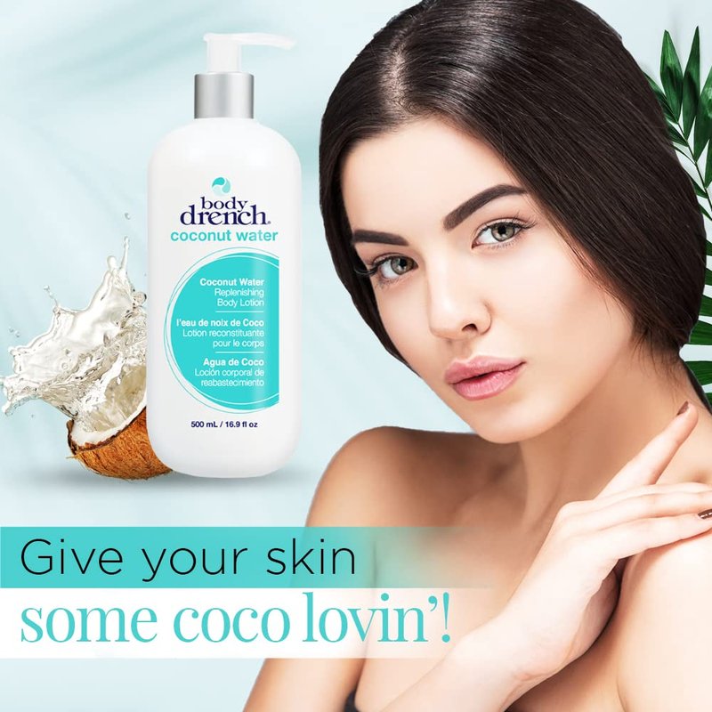 Body Drench Body Lotion for Women, Coconut Water – Hydrating Coconut Lotion for Dry Skin, Moisturizer Skin Care, 16.9 fl oz