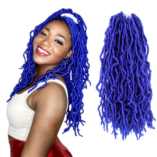 Niseyo Faux Locs Crochet Hair 16 Inch Soft locs, 6 Packs Short Crochet Locs Pre Looped Crotchet Straight Synthetic Hair Extensions (16 Inch, Blue)