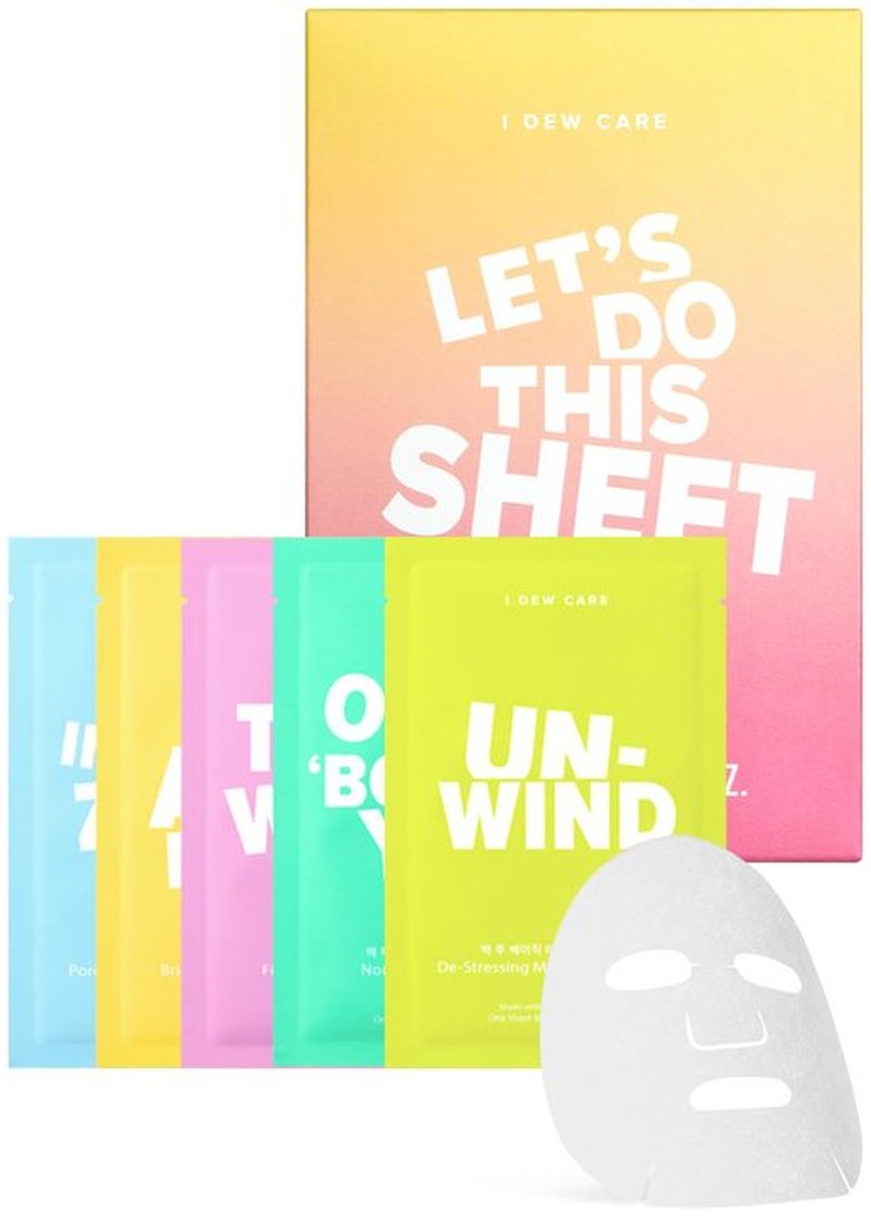 I DEW CARE Sheet Mask Pack - Let's Do This Sheet | 5-Day Skin Makeover with Vitamin B3, Olive Extract, Chamomile, (5 ea)