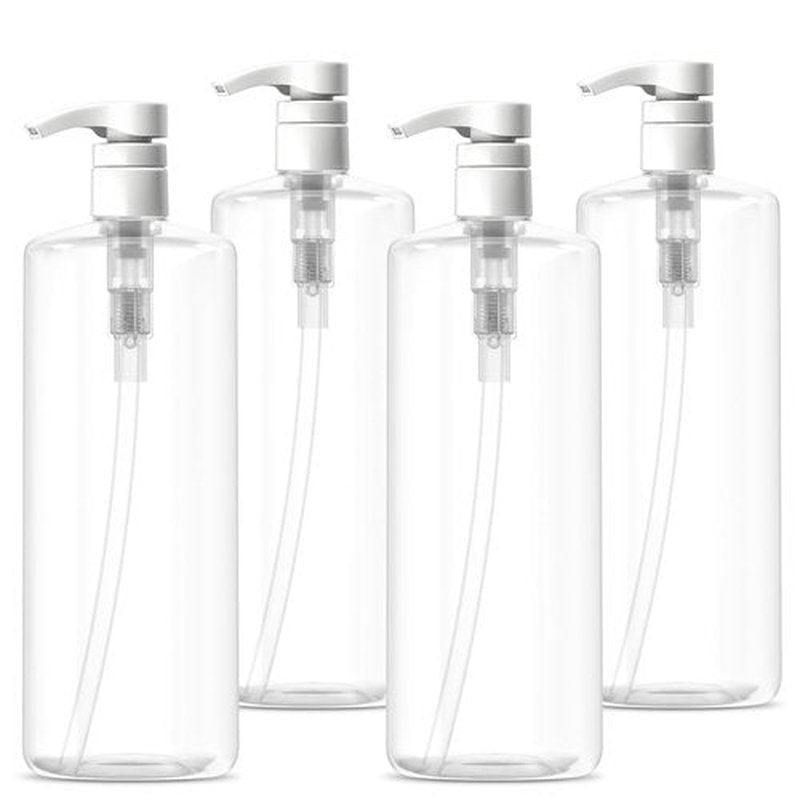 Bar5F Pump Bottle (4-Pack 32-Ounce 1-Liter) Empty for Shampoo Conditioner Body Wash Lotion BPA-Free Crystal-Clear
