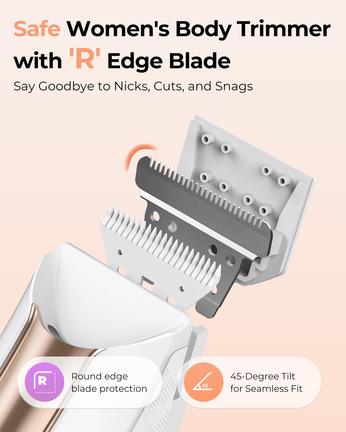 Bikini Trimmer for Women, Compact Electric Razors for Women, Rechargeable Public Hair Trimmer Shaver for Lady Smooth Skin Wet & Dry Use Ladies Body Grooming in Legs, Arms, Armpits & Bikini Area, White