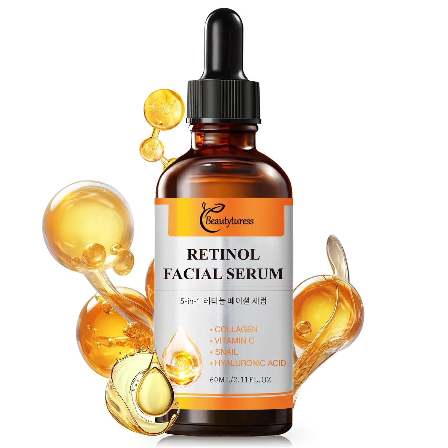 Collagen Facial Serum with Retinol, Vitamin C, Snail Mucin & Hyaluronic Acid-2 fl.oz-Age-Defying & Balancing Essence - Deeply Hydrating & Enhancing Formula - Daily Skin Care for a Supple, Radiant Look