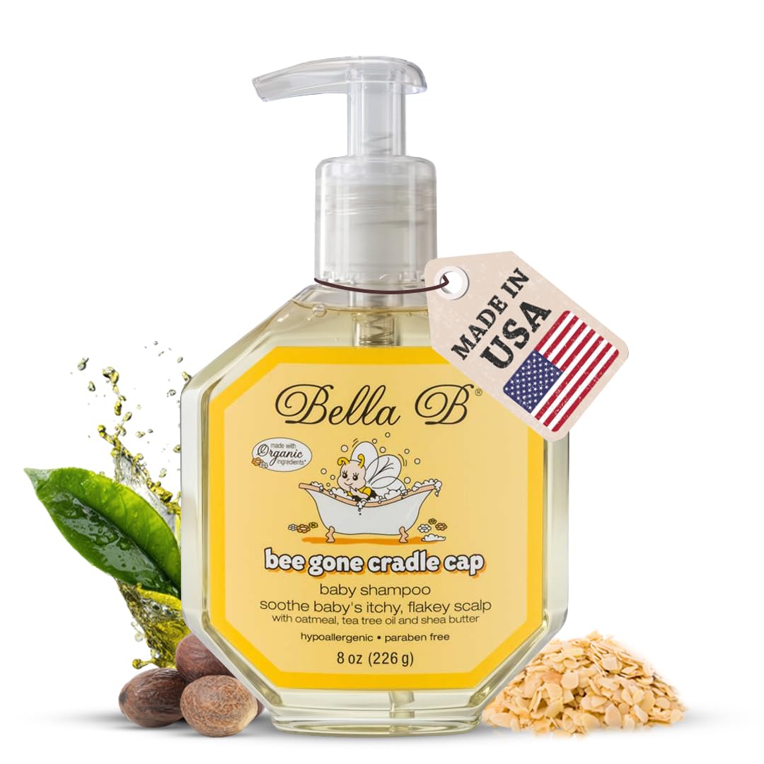 BELLA B Bee Gone Cradle Cap Baby Shampoo Treatment, 8 oz, Organic Natural Dry Scalp Shampoo For Babies