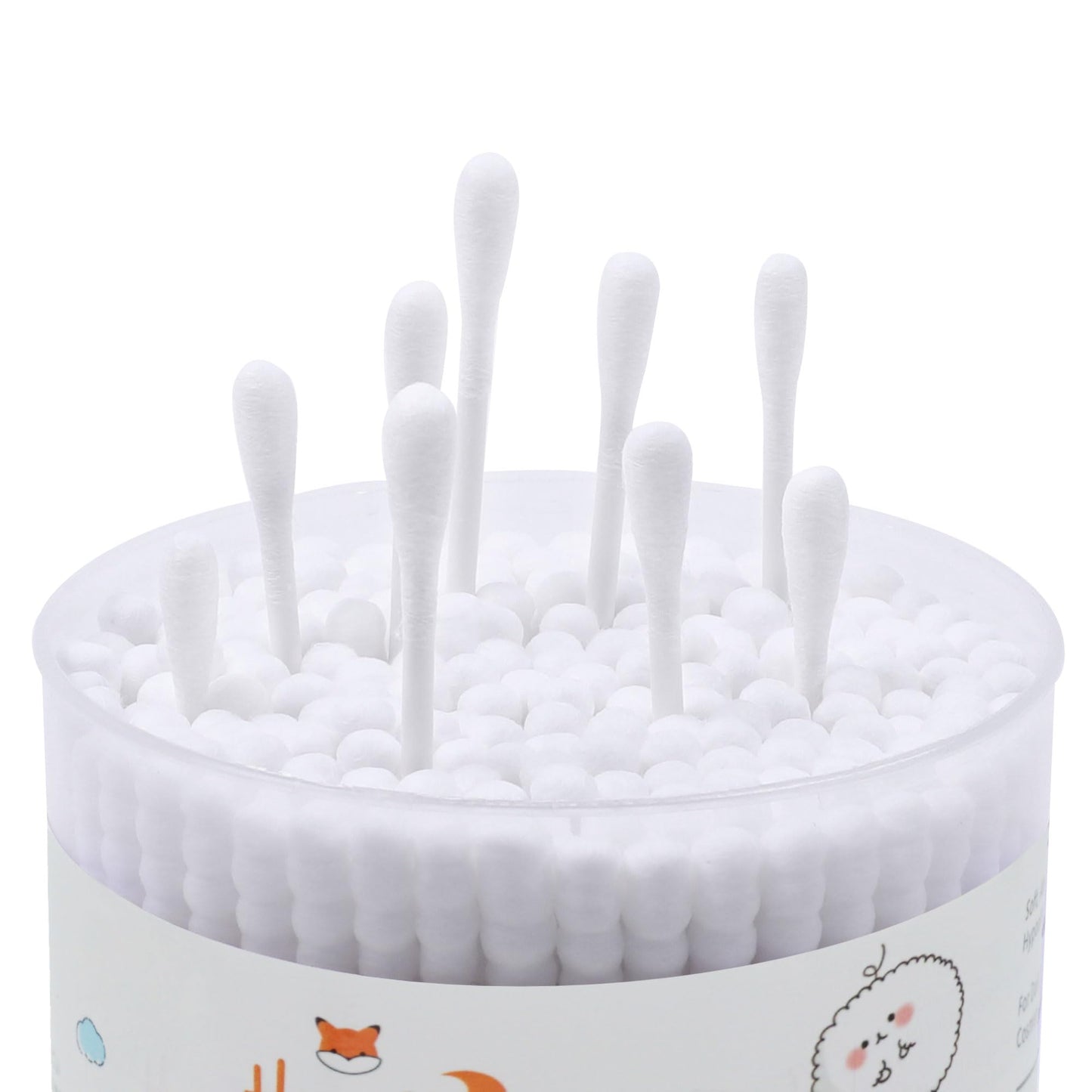 HOMEFOX Cotton Swabs Spiral - 200 Count Organic Cotton Buds Double Side Tightly Wrapped Cotton Tips Paper Stick Soft Gentle Lint-Free Cruelty-Free, Round & Spiral (White)…