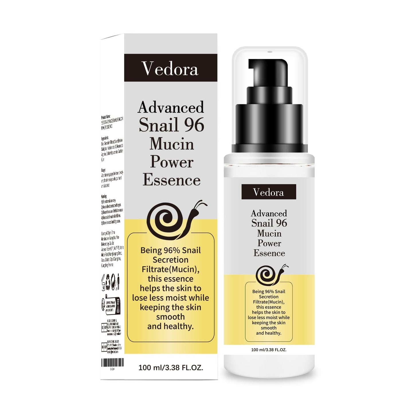 Vedora Snail Mucin 96% Power Hydrating Essence: Moisturizing Serum with Snail Secretion Filtrate for Radiant, Nourished Skin (3)