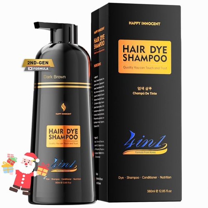 Happy Innocent Hair Color Shampoo for Gray Hair- Hair Dye Shampoo,4 In 1 Easy to use Natural&Long Lasting Looking Ammonia Free(Dark Brown)
