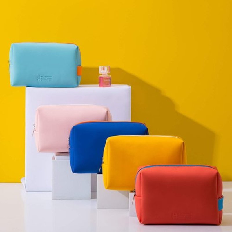 MIRASON Makeup Bag Travel Toiletry Bag for Women, Cute Make Up Bag Set of 3 for Purse Pouch Makeup Organizer Bag PU Leather Washable Waterproof Cosmetic Bag (Orange)