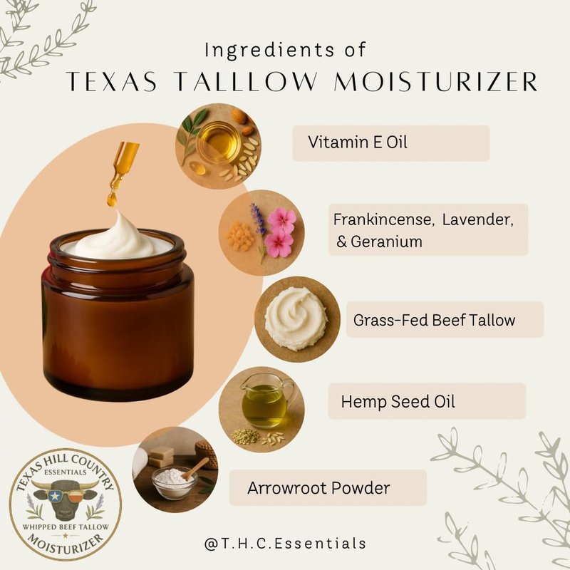 Beef Tallow Moisturizer - 100% Grass-Fed Whipped Balm for Dry, Sensitive Skin | Lightly Scented | 4oz
