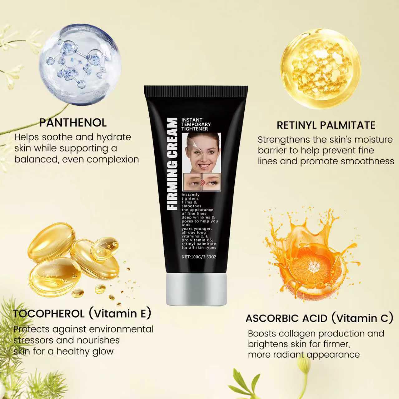 lxmtou Instant Face Tightener Cream for Temporary Firming & Wrinkle Smoothing, Helps Reduce the Look of Fine Lines, Deep Wrinkles & Pores, Daily Face Moisturizer for Women & Men, 3.53 oz