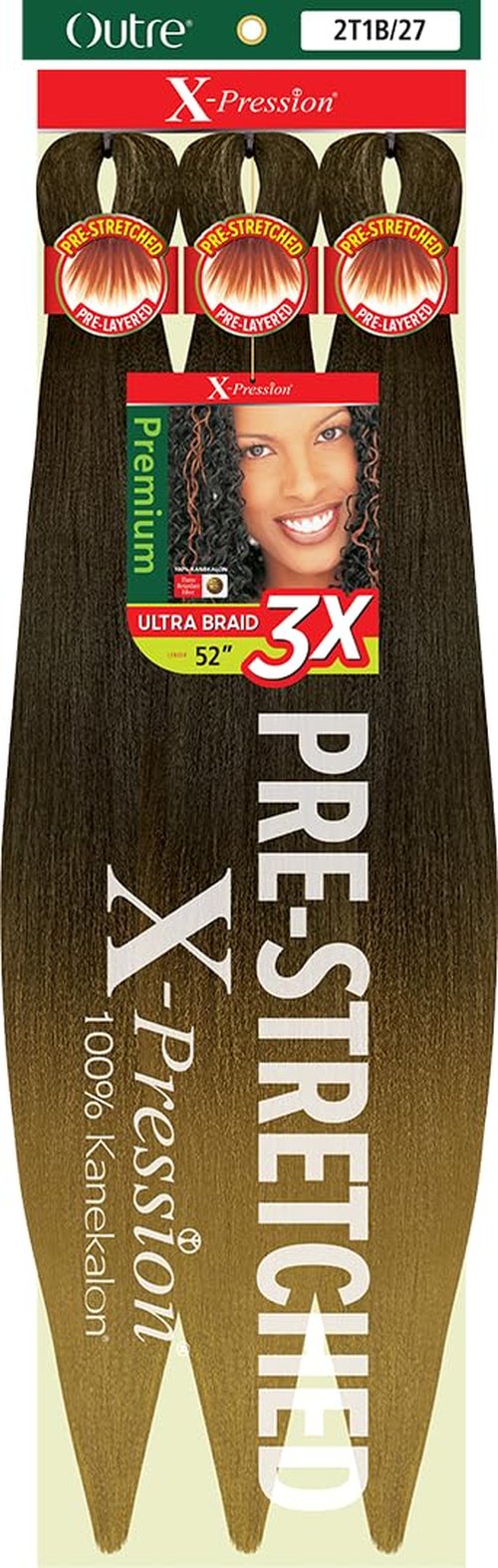 [5 PACK DEAL] Outre X-Pression Braid-Pre Stretched Braid 52" 3X 5 Packs (2T1B/27)