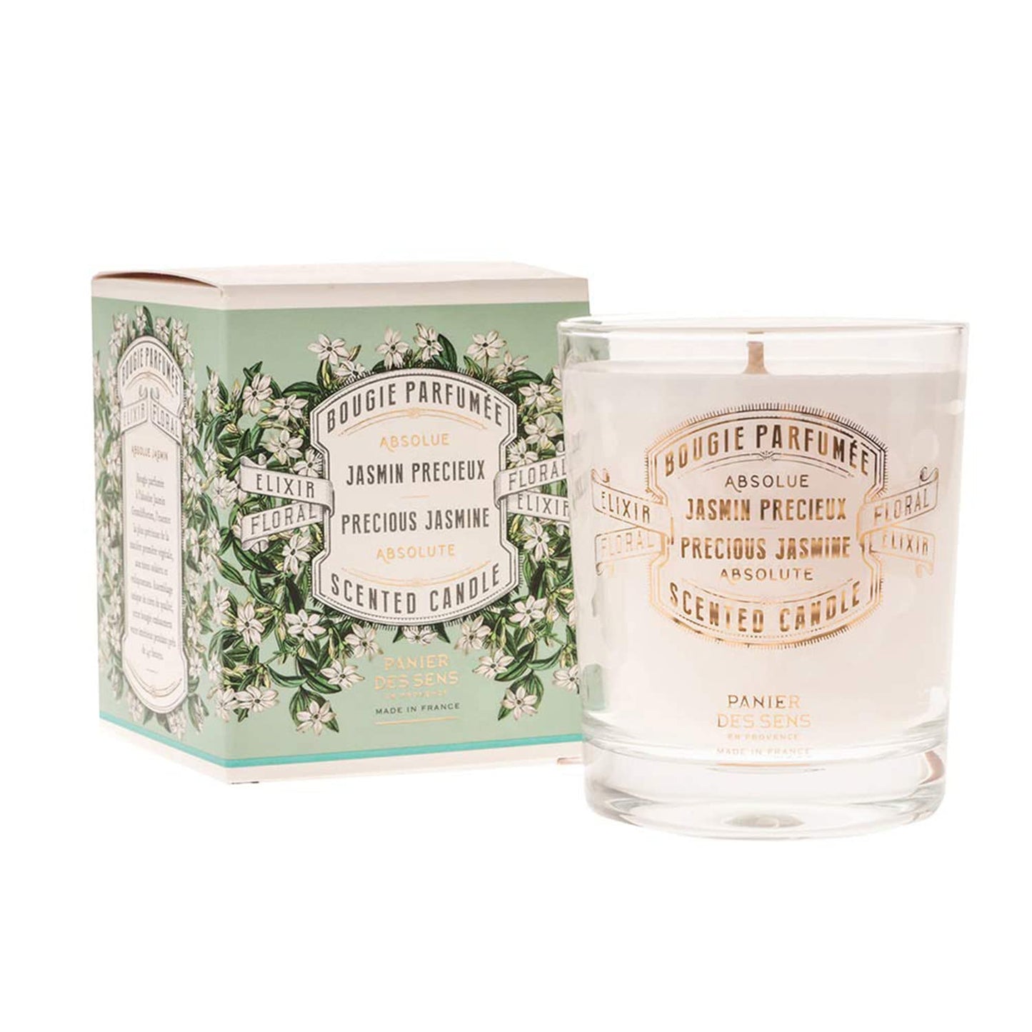 Panier des Sens Jasmine Candle - Hand-Poured in Provence, France - Long Lasting Scented Candles - up to 55 Hours Burn Time - Jasmine Scented Candle - 100% Natural Cotton Wick - 6.3 oz