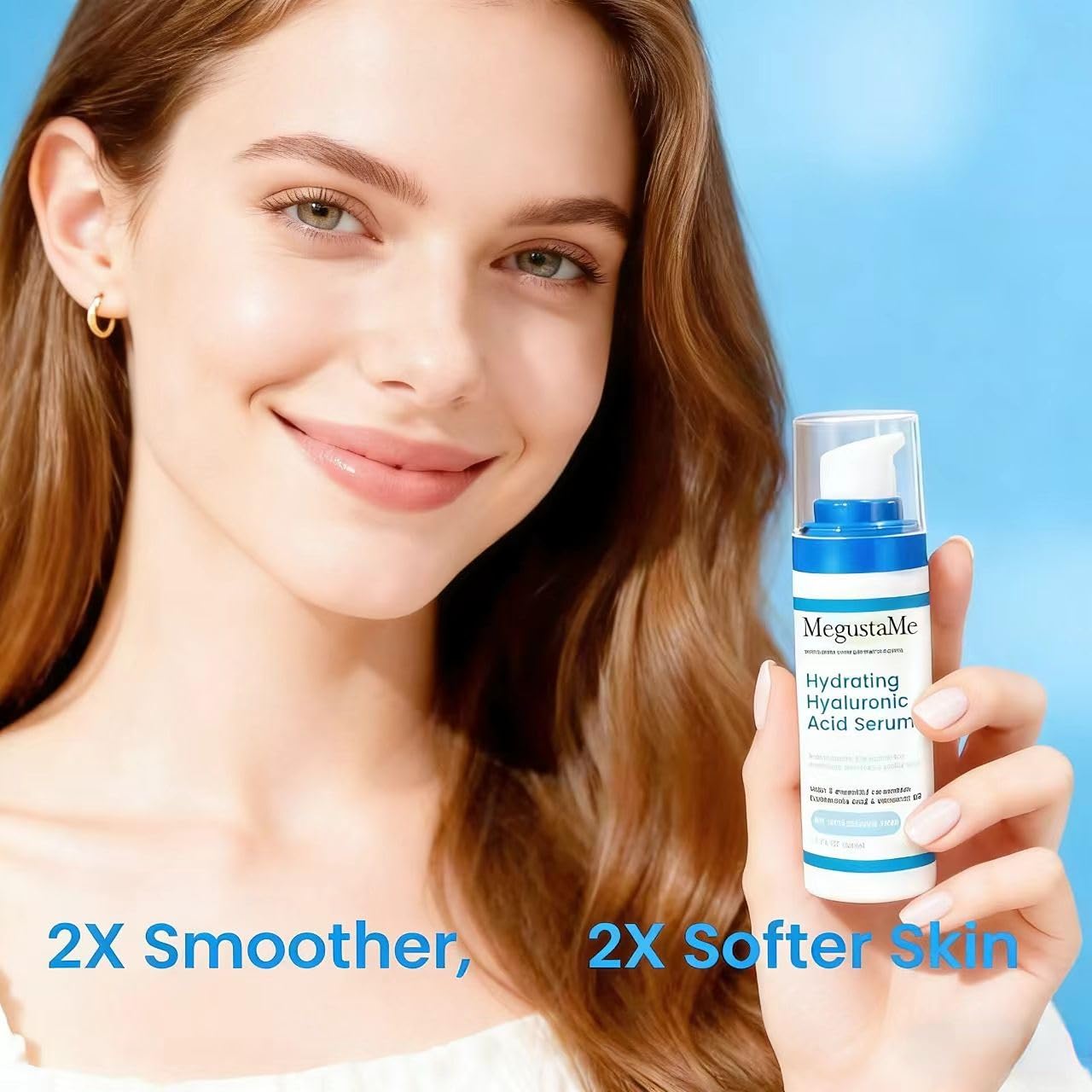 MegustaMe Hydrating Hyaluronic Acid Serum with 3 Ceramides, Vitamin B5 & Niacinamide - Paraben-Free, Replenishes Hydration for Smoother, Softer Skin - 1 Fl Oz (30ml)