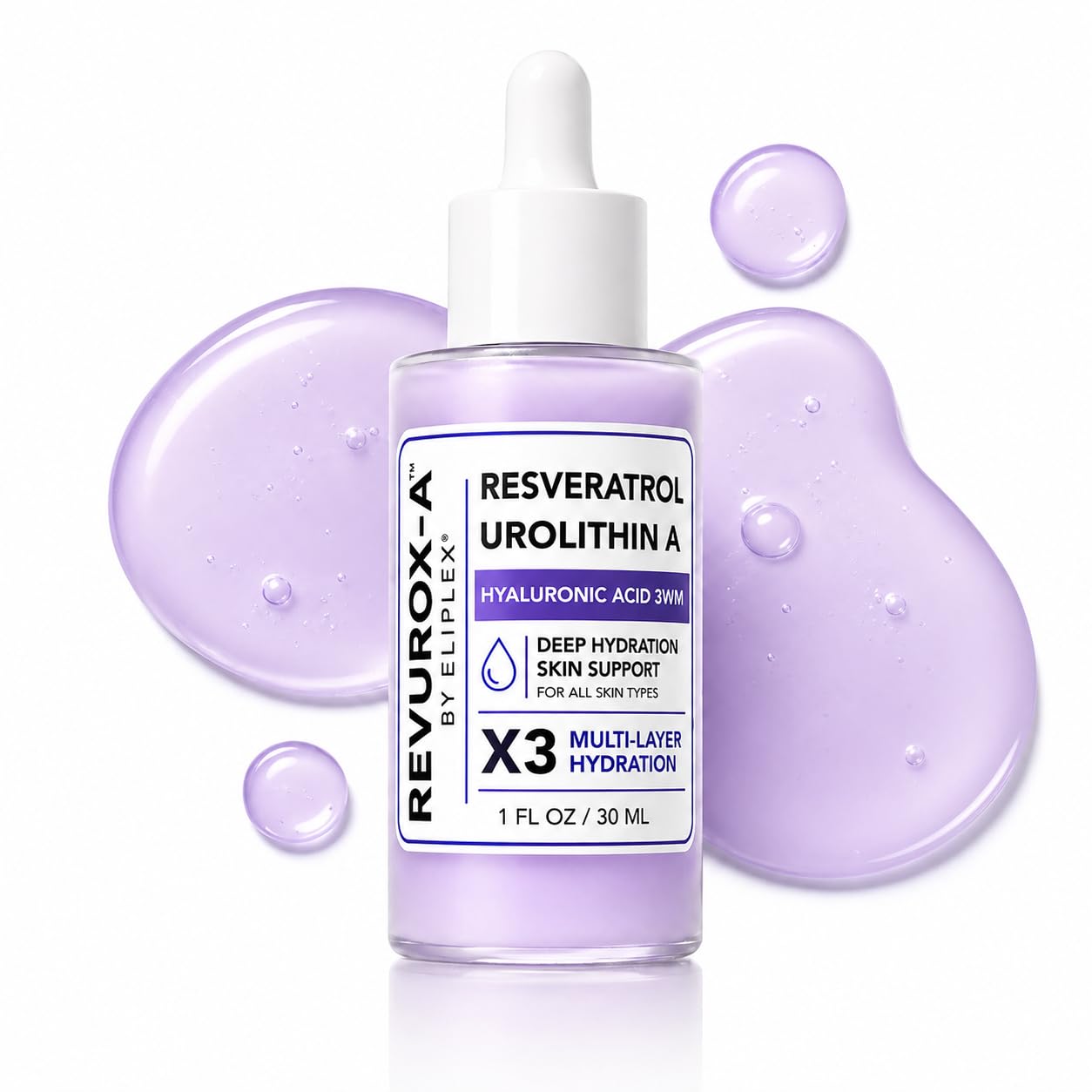 ELIPLEX Resveratrol + Urolithin A Face Serum – Lightweight Hydration & Radiance | 1 fl oz