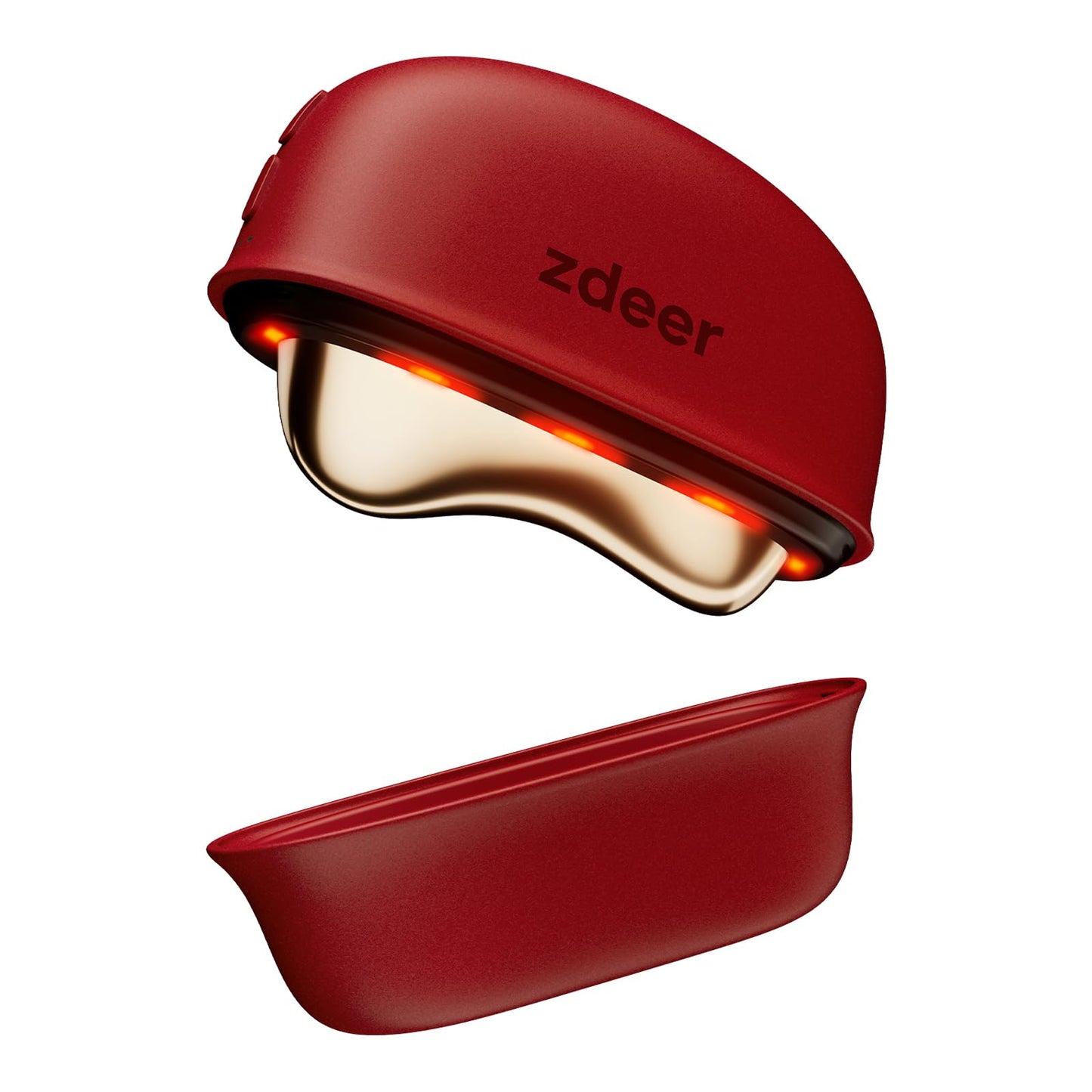 ZDEER GS5 Brass Heated Electric Gua Sha Facial Sculpting Tool with Vibration, Women's Facial Massager, LED Red Light Therapy for Neck & Face, Skin Firming Device, Premium Birthday Gift for Women, Red
