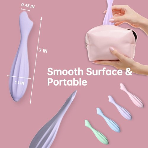 Silicone Facial Massage Roller, Face Massager Shapes Face Curves Improve Wrinkles, Body & Face Massager Skin Lifting Contouring Massage Tool Reduces Puffiness Promote Circulation for Women (Purple)