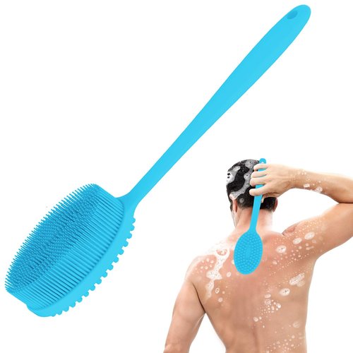 MateeyLife Silicone Body Scrubber Exfoliator with Handle, Gentle Back Scrubber for Shower, Shower Brush for Body, Bath Back Brush for Shower, Silicone Loofah Body Scrubber, Bath Scrubber for Body