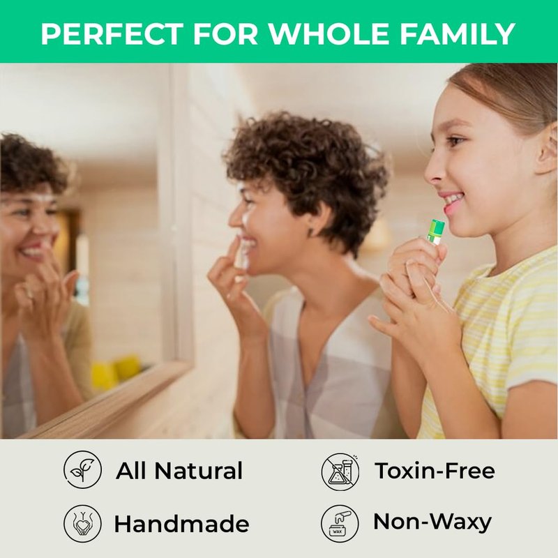 Natural Mint Lip Balm - Hydrating Moisturizer with Shea Butter & Cocoa Butter | 4 Pack for Dry Cracked Lips