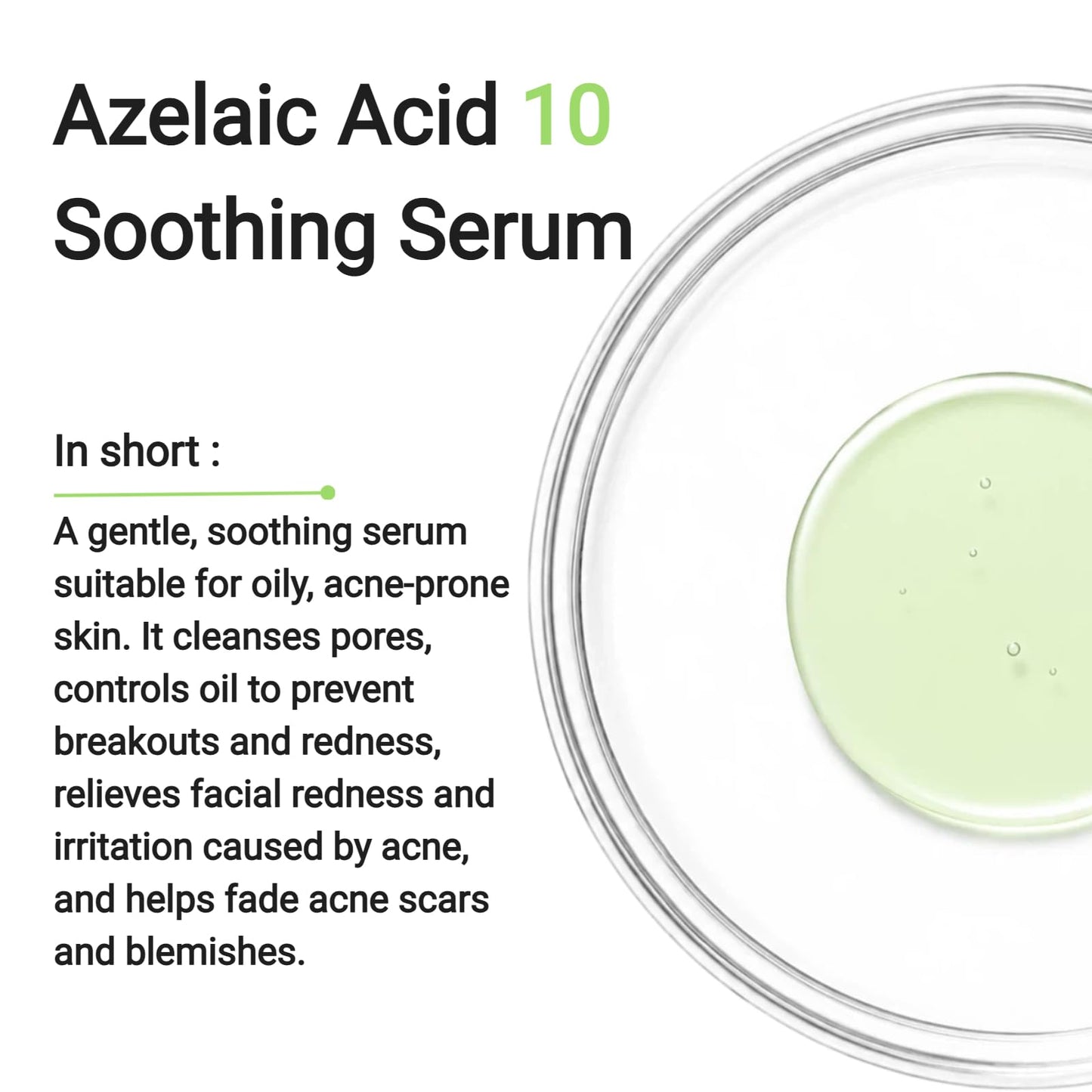 JOMIVEN Azelaic Acid 10 Soothing Serum, Reduces Redness,Acne, and Acne Scars,Blend of Acids, Gentle, Lightweight, For Acne-Prone and Oily Skin,1.01fl oz.
