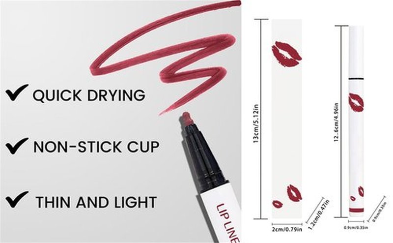 Cool Story Longwear Liquid Lip Liner, Liquid Lip Liner Pen, Matte Lip Stain Marker, 2-in-1 Waterproof Lipstick Lip Liner, Waterproof Quick-Drying Long-Lasting Matte Liquid Lipstick