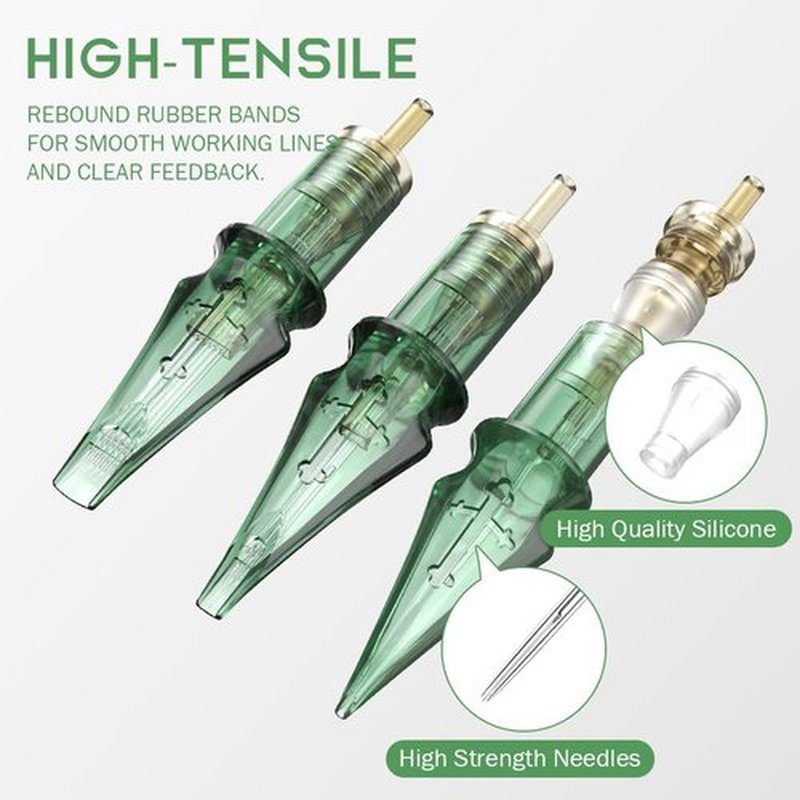 Tattoo Needles,Solong Pro 50Pcs Disposable Tattoo Cartridge Needles 10#(7RM) Round Magnum L-Taper Tattoo Needle Cartridge EN01S-50-1007RM-L
