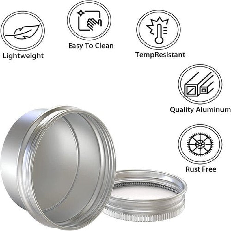 Goiio 20 Pcs 2 Ounce Aluminum Tin Jar, 60 ML Refillable Tin Container, with Screw Lid, for Storing Spices, Candies, Candles, Silver