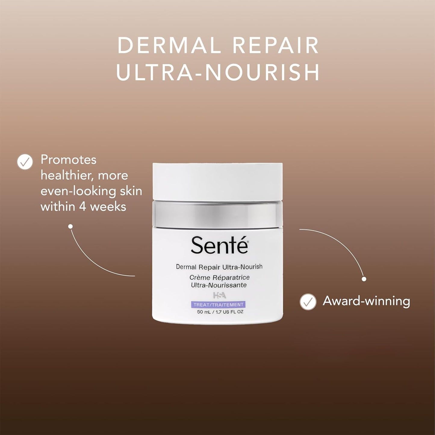 Senté Dermal Repair Ultra-Nourish | Rosacea Treatment for Dry, Sensitive Skin | Repairs, Replenishes & Reduces Skin Redness | 1.7 Fl Oz