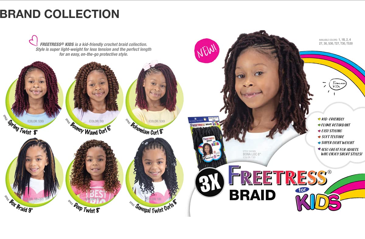 FreeTress Crochet Braids 3X Kids Bouncy Wand Curl 6" (3-PACK, T30)